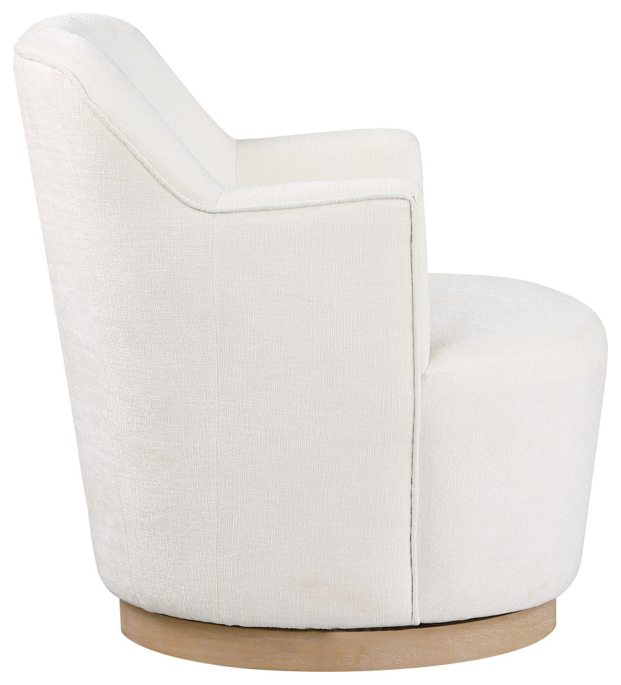 Clarita Swivel Accent Chair, Cream, Chenille Fabric