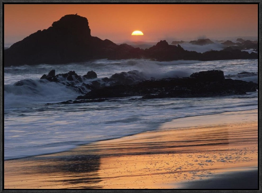 Crashing Surf On Rocks At Sunset, Point Piedras Blancas, California, 24"x18"