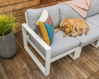 EDGE Modular Left Arm Chair, Slate Grey / Natural Linen