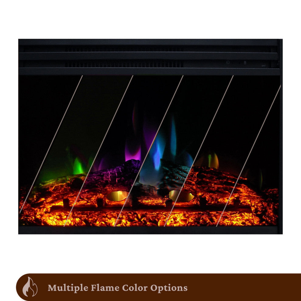 Sienna 34" Electric Fireplace Heater With Mantel, Multicolor Flames, White
