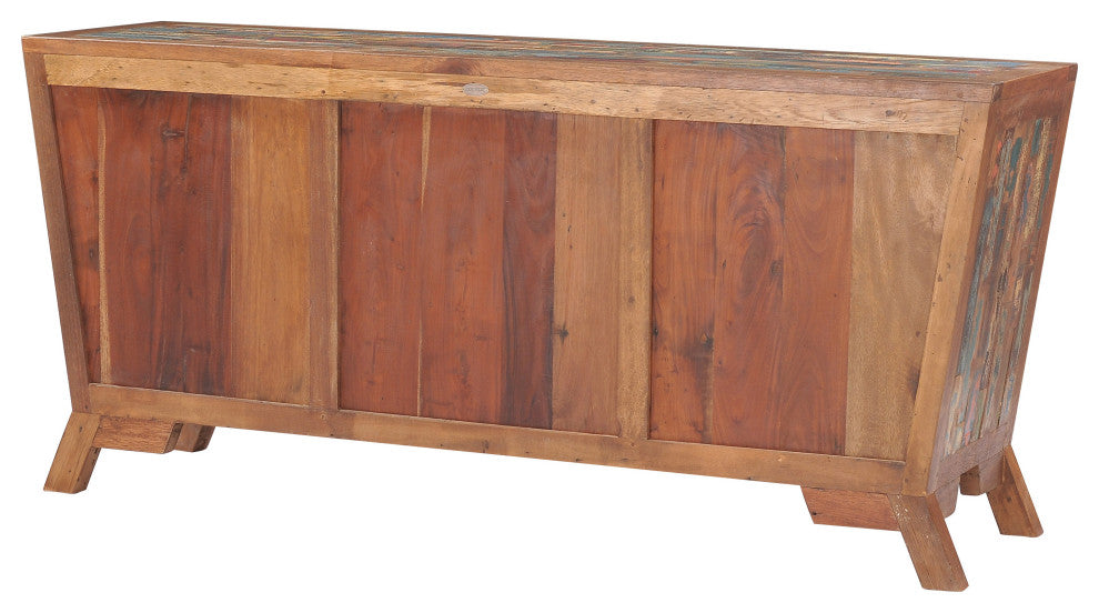 Cone Shaped Buffet Made From Recycled Teak Wood Boats, 72" x 20"