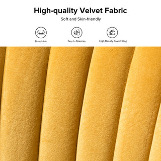 Velvet Tufted Loveseat Sofa With Golden Base, Mustard