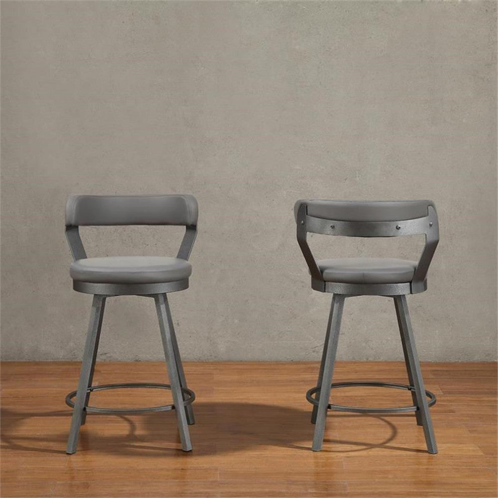 Catania Metal Swivel Counter Height Chair in Gray (Set of 2)