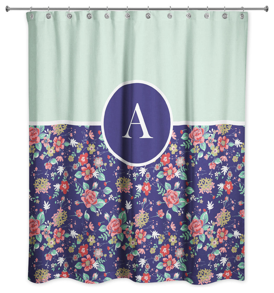 Monogram Floral Shower Curtain, A
