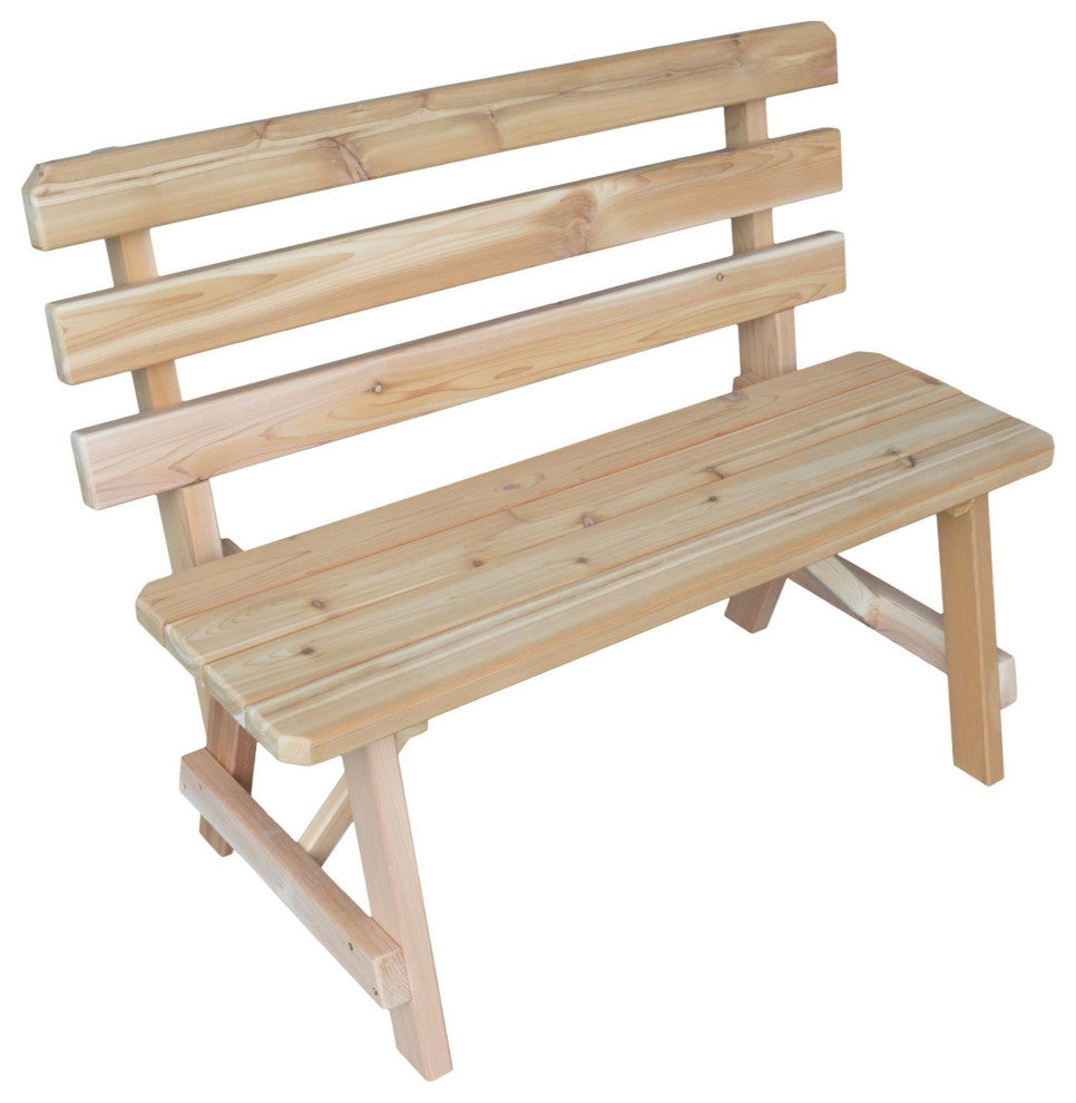 Traditional Cedar Backed Bench, Unfinished, 5 Foot