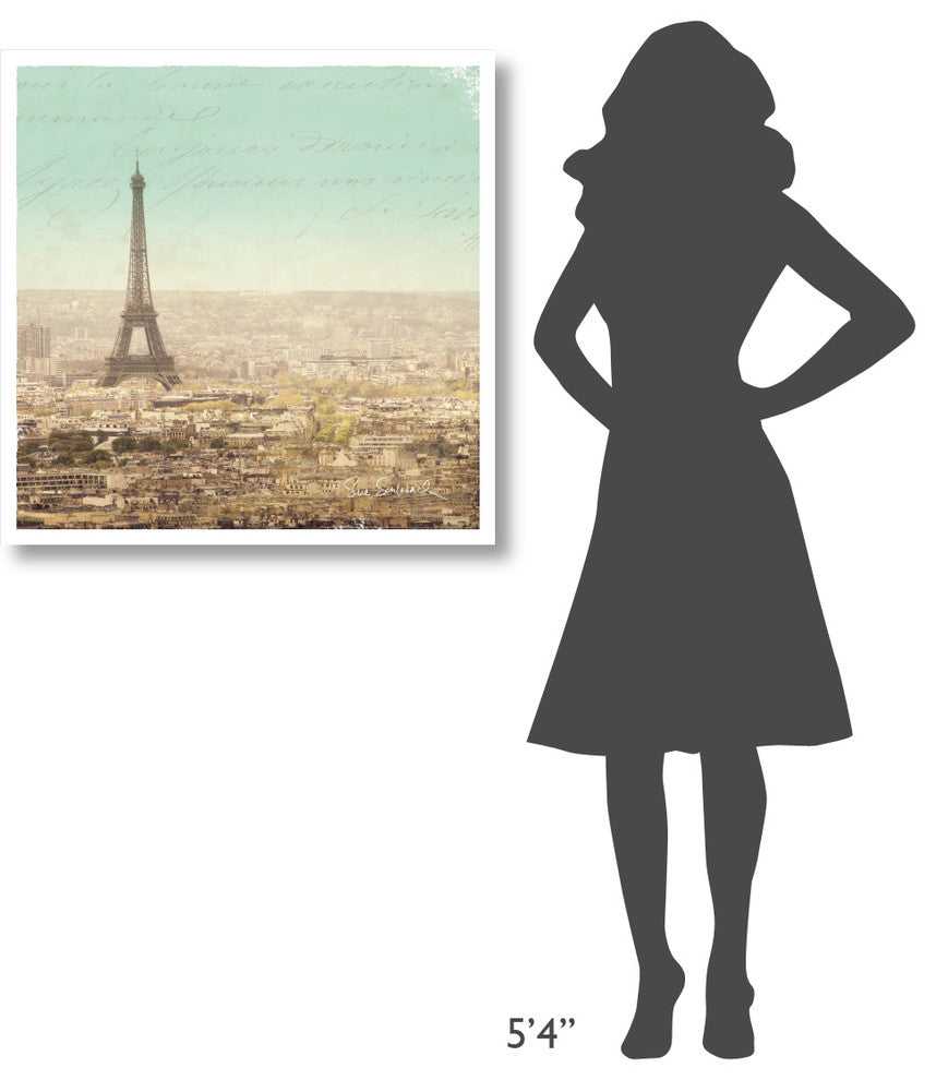 "Eiffel Landscape Letter Blue II" Digital Paper Print by Sue Schlabach, 32"x32"