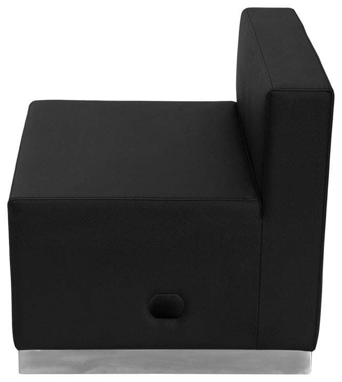Hercules Alon Series Black Leather Chair With Brushed Stainless Steel Base