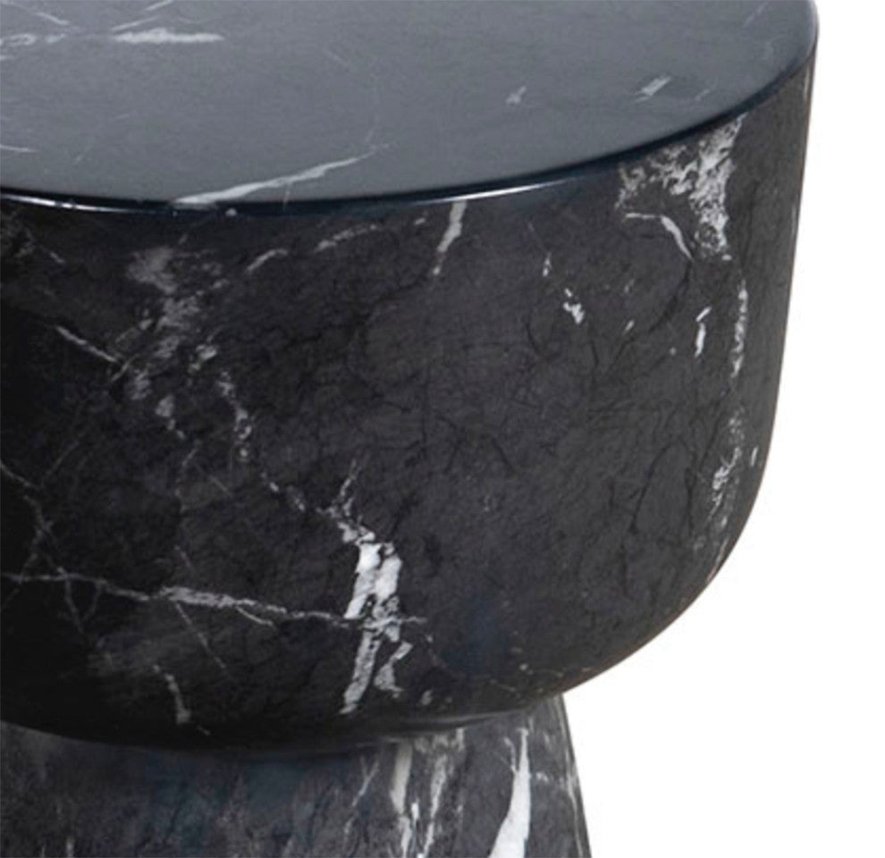 Black Round Faux Marble Side Table