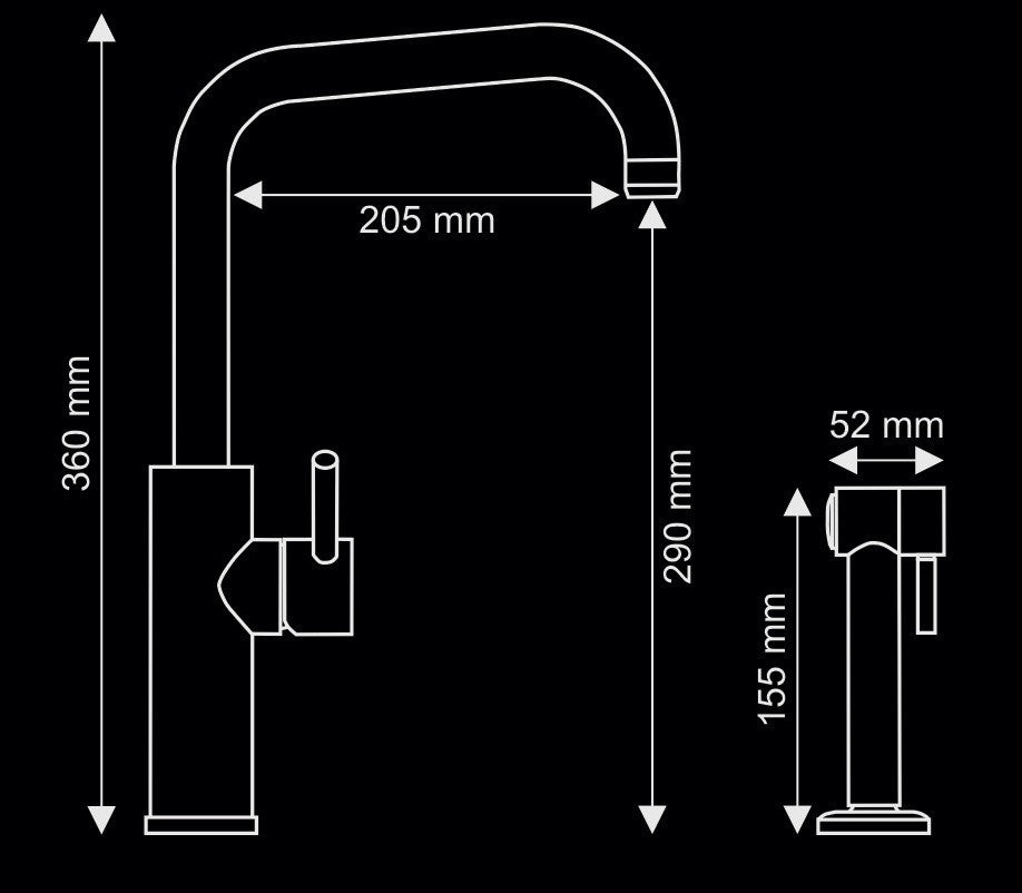 Mitu Faucet With Side Sprayer, Chrome