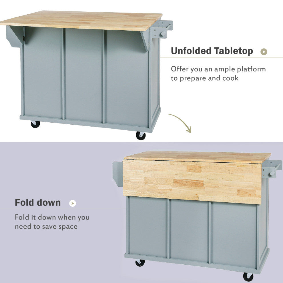 Black/Blue/White MDF Kitchen Cart Multifunctional, Storage Cabinet, Blue