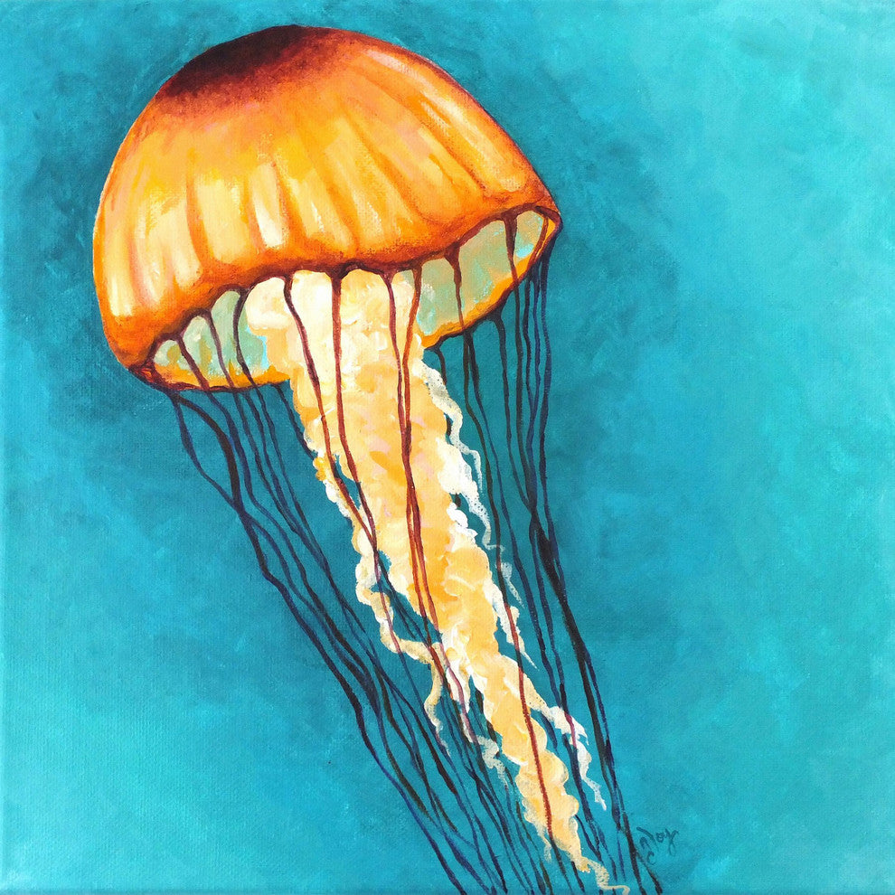 Marmont Hill, "Jellyfish Yellow" by Nicola Joyner Print on Wrapped Canvas, 40x40