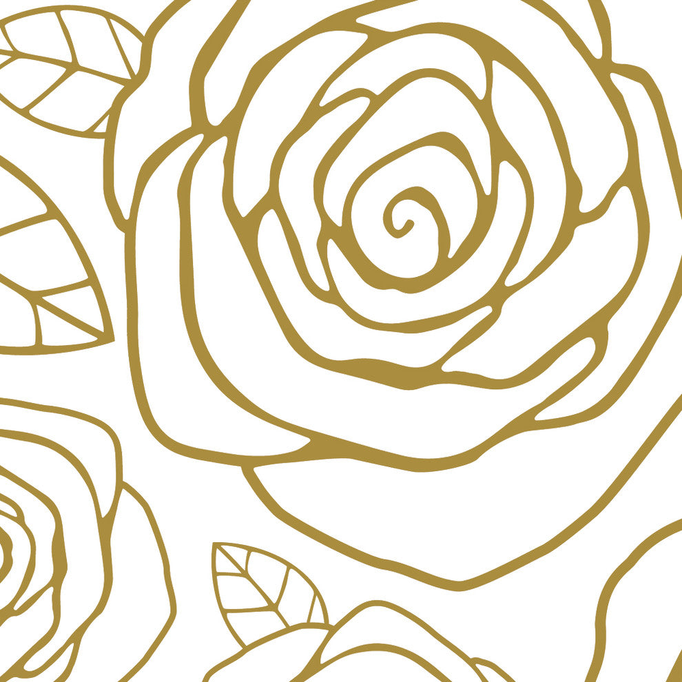 Gold Roses Peel and Stick Vinyl Wallpaper, 24"w X 60"h