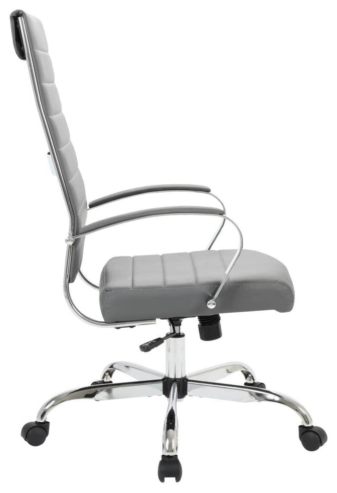 LeisureMod Benmar Leather Office Chair Gray