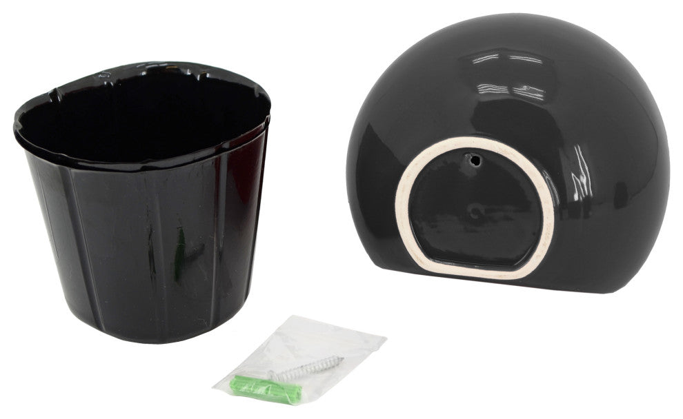 Small Round Wall Planter, Black