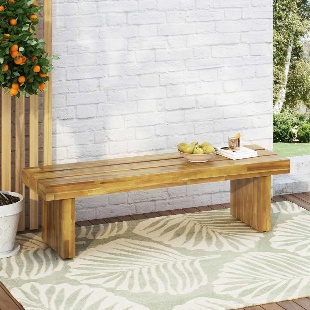 Bagwell Appling Outdoor Acacia Wood Bench, Natural