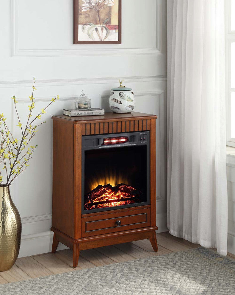 Acme Hamish Fireplace Walnut Finish