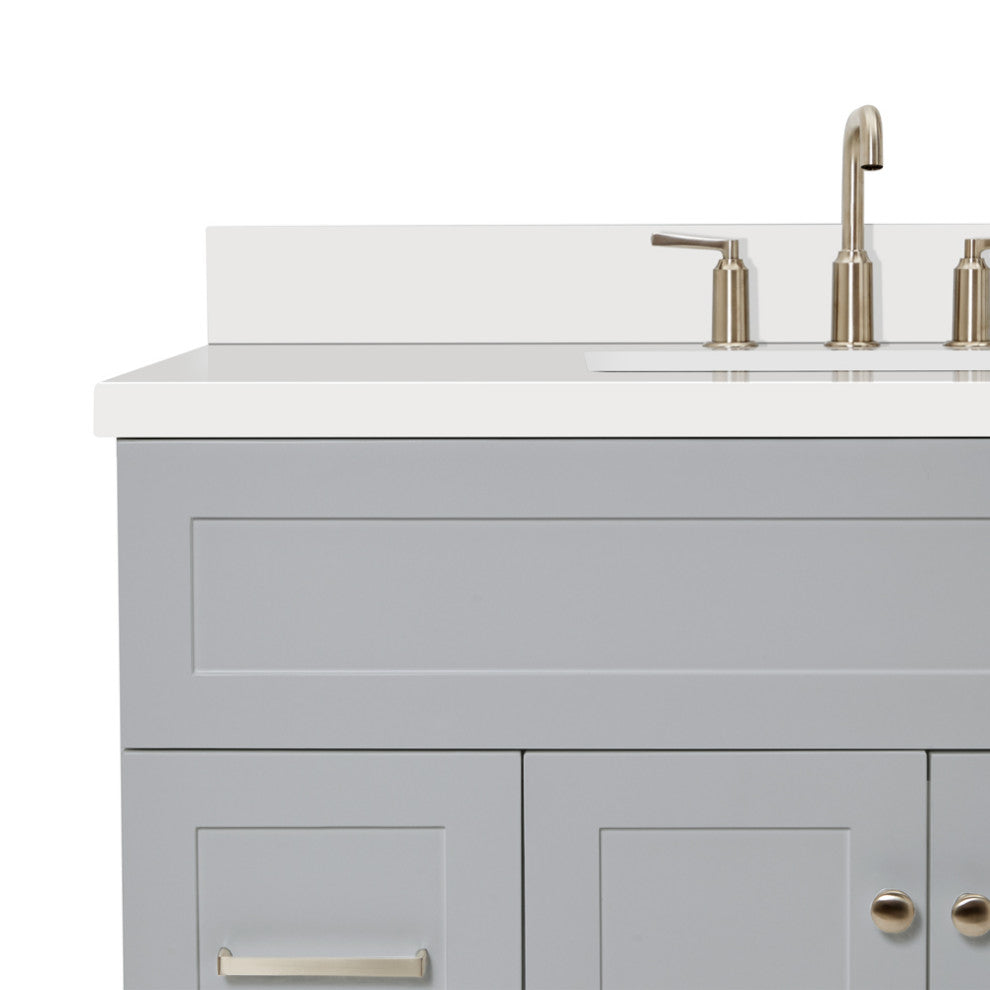 Hamlet 43" Bath Vanity Rectangle Sink in Grey With Quartz Vanity Top