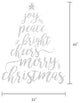 Holiday Christmas Tree Words Wall Decal, Black, Merry Christmas