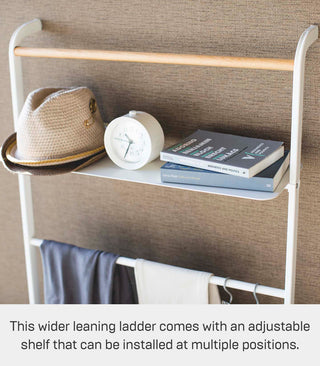 Tower Leaning Ladder With Shelf, White