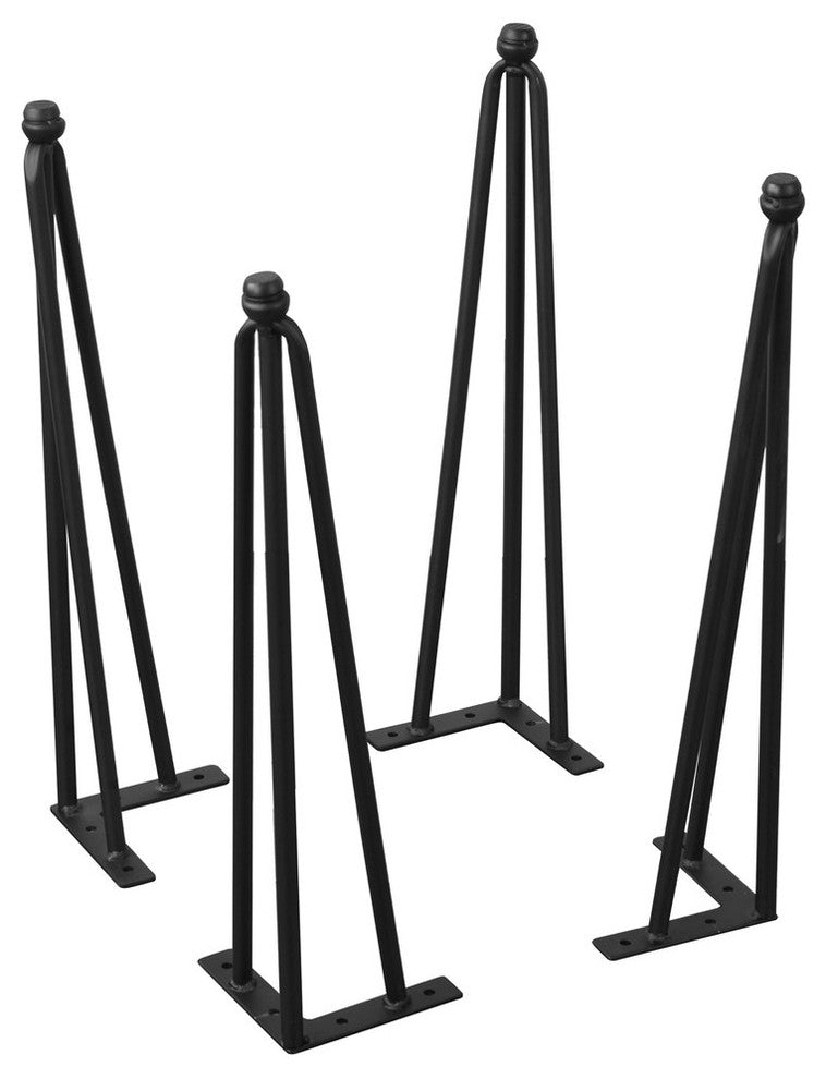 Serenta Hairpin Metal Table Legs, 4-Piece Set, Black, 20"