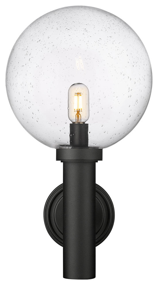 Zlite 599B-BK 1-Light Outdoor Wall Sconce, Clear Seedy