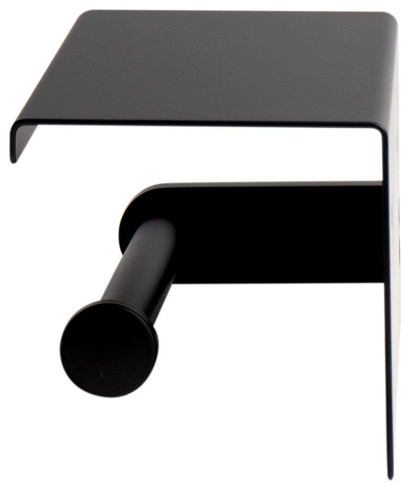 ALFI brand ABTPC66-BLA Black Matte Stainless Steel Toilet Paper Holder w/ Shelf