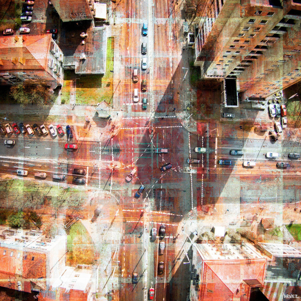 "Busy Intersection" Painting Print on Wrapped Canvas, 32"x32"