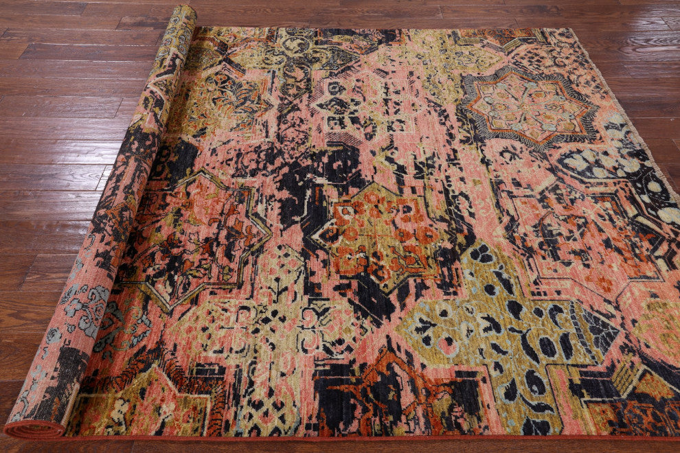 Modern Wool and Silk Hand Knotted Rug 6' 0" X 9' 0" Q7334