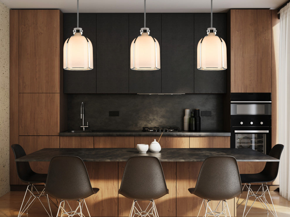 Zlite 818-9PN 1-Light Pendant, White Opal