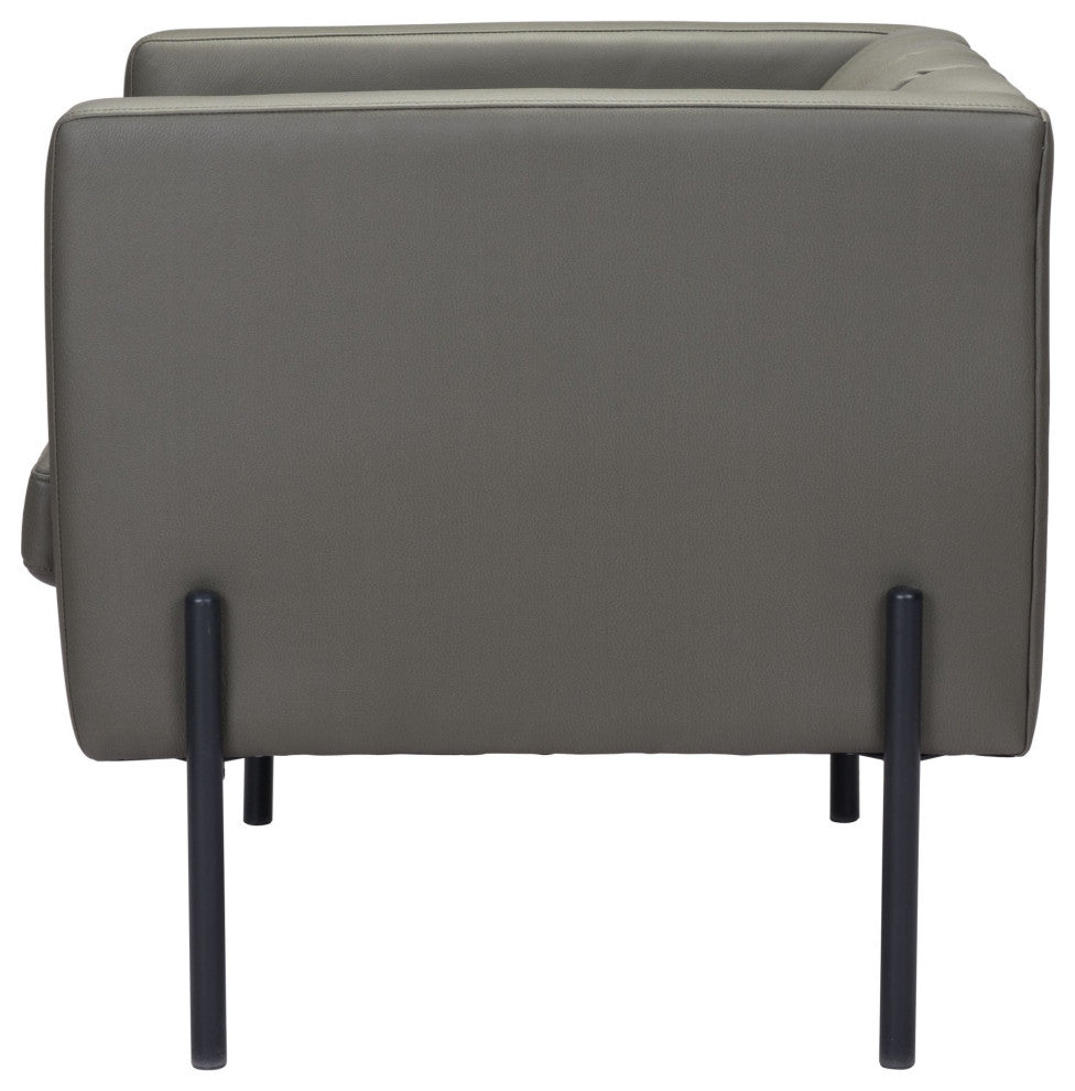 Accent Chair, Faux Vinyl Leather, Steel, Green, Black, Mid Century Hospitality