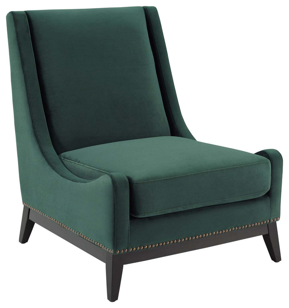 Confident Accent Upholstered Performance Velvet Lounge Chair Green