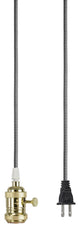 21007-1, 1-Light Plug-in Hanging Socket Pendant Fixture, Polished Brass Socket