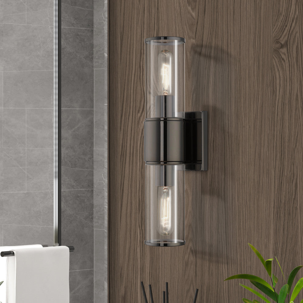 Quincy 2-Light Black Chrome Vanity Sconce
