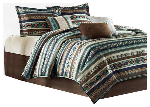 Madison Park Malone 7 Piece Comforter Set in Blue
