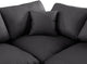 Comfy Upholstered L-Shaped Modular Sectional, Black, 6-Piece: 3 Armless Chair, 1 Corner Chair, 2 Ottoman, Vegan Leather