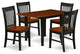 5Pc Wood Dining Set, Rectangle Table, 4 Chairs, Hardwood Seat, Black-Cherry