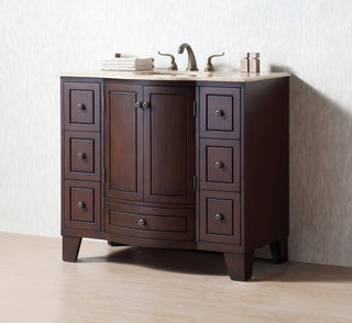 Alandra 40" Dark Cherry Single Sink Bathroom Vanity, Travertine Marble Top