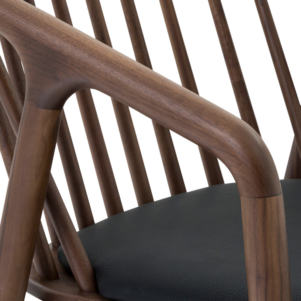 Echo, Walnut Wood/Black Faux Leather, Counter Stool, 26", Single