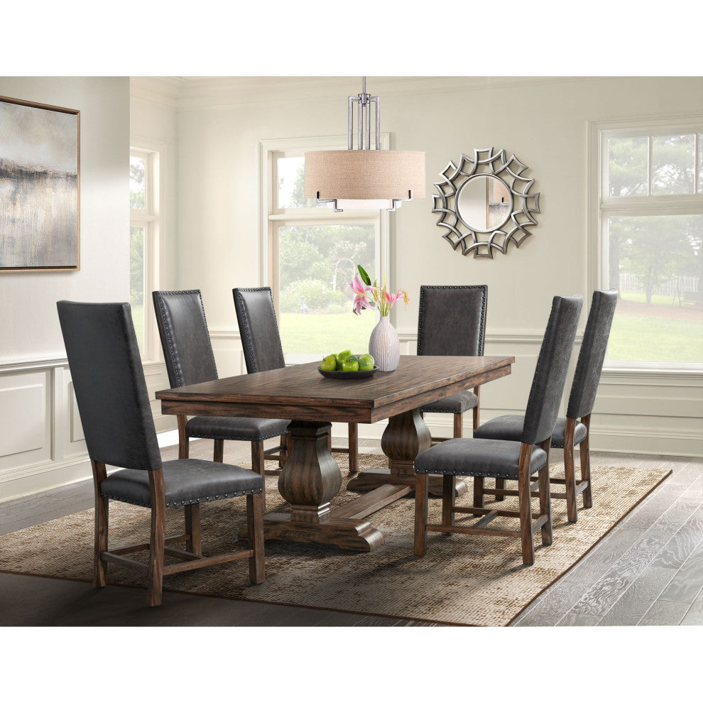 Picket House Hayward 7 Piece Dining Set Table and 6 Tall Back Chairs