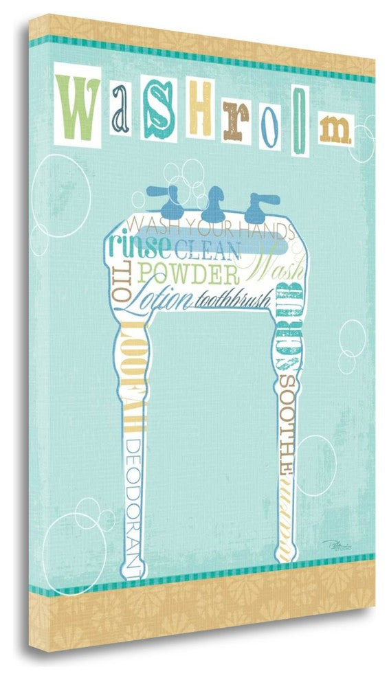 "Bathroom Words Sink II" By Pela Studio, Giclee Print on Gallery Wrap Canvas