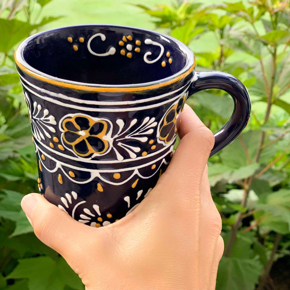 Set of Two Handcrafted Blue Ceramic Flared Cups