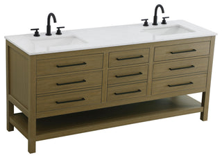 Home Living 72" Double Bathroom Vanity, Chestnut Brown