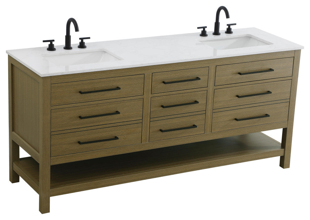 Home Living 72" Double Bathroom Vanity, Chestnut Brown