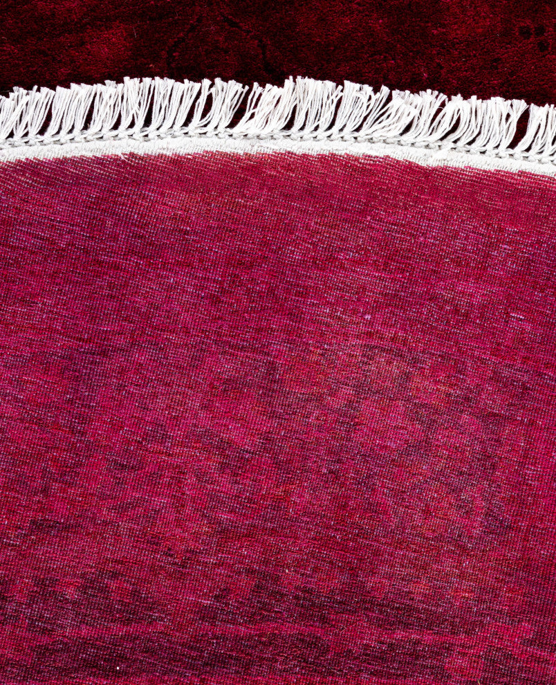 Overdyed One-of-a-Kind Hand-Knotted Area Rug Red, 7' 1" x 7' 1"