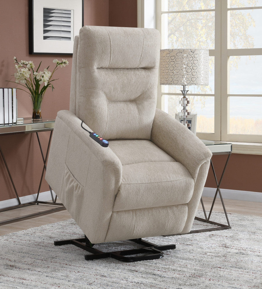 Power Lift Massage Chair with Storage Pocket in Beige