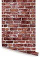 Brick Peel and Stick Vinyl Wallpaper, Red, 24"w X 108"h