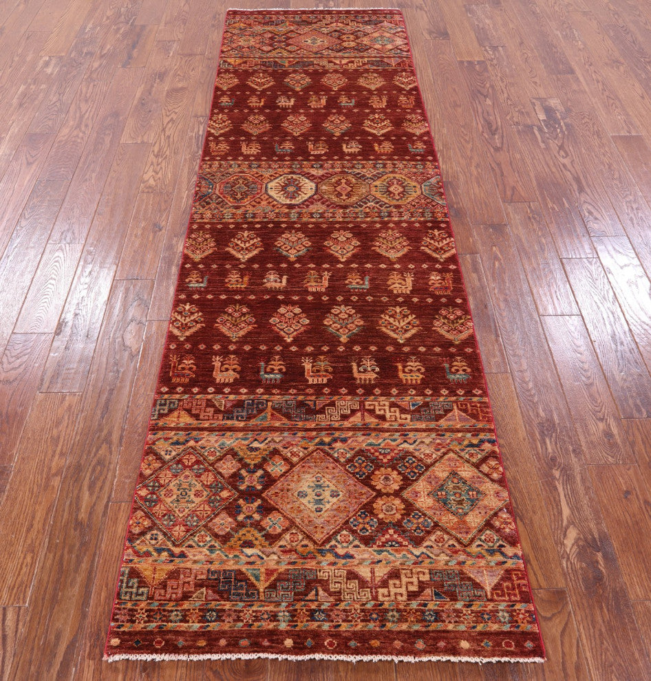 2' 10" X 9' 10" Tribal Persian Gabbeh Handmade Wool Runner Rug Q10895