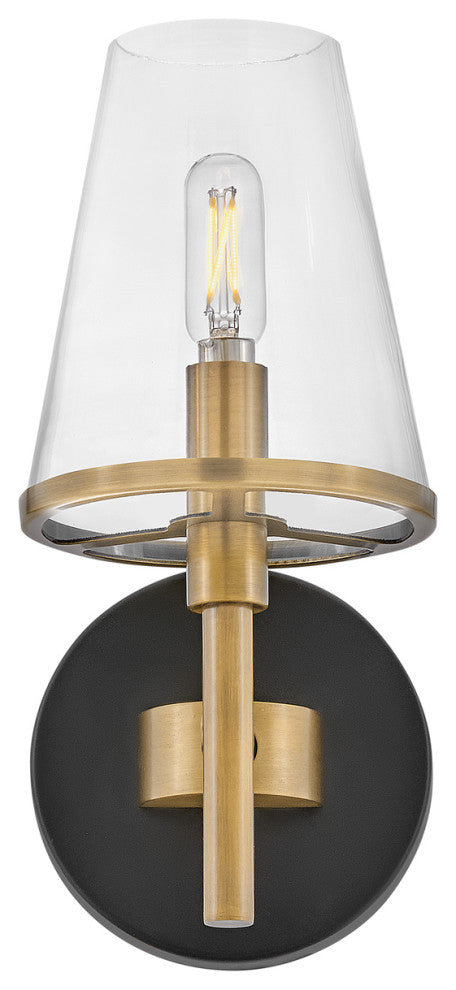 Hinkley Marten 5" Single Light Bath Vanity Fixture, Heritage Brass + Black