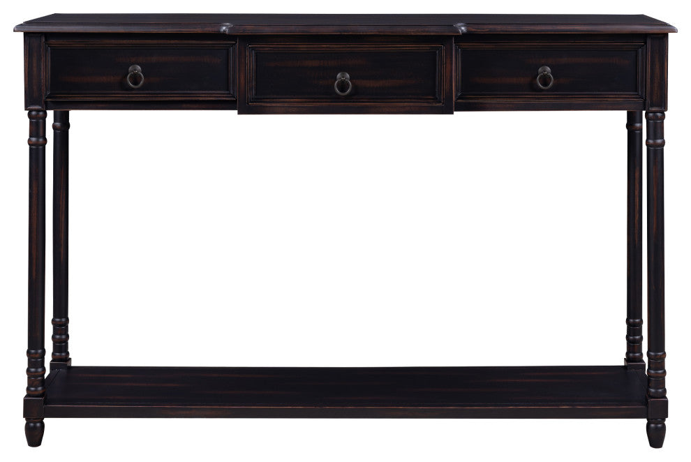 TATEUS 51inch Rustic Chic Console Table With Drawers for Living Room, Espresso