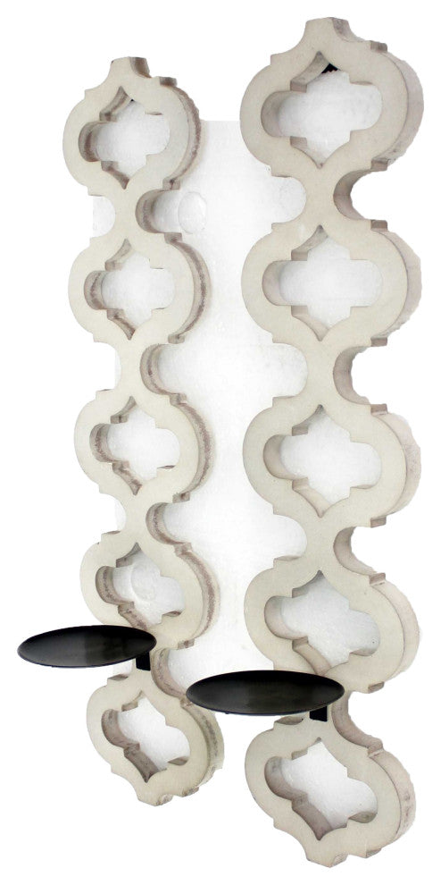 23.5" x 5.25" x 5.75" White Minimalist Candle Holder Sconce Set